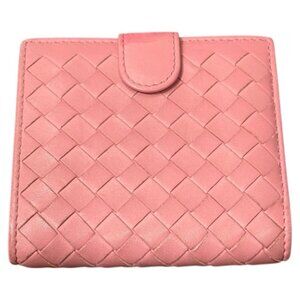 Authentic Bottega Veneta Intrecciato Compact Wallet | Pink / Mauve
